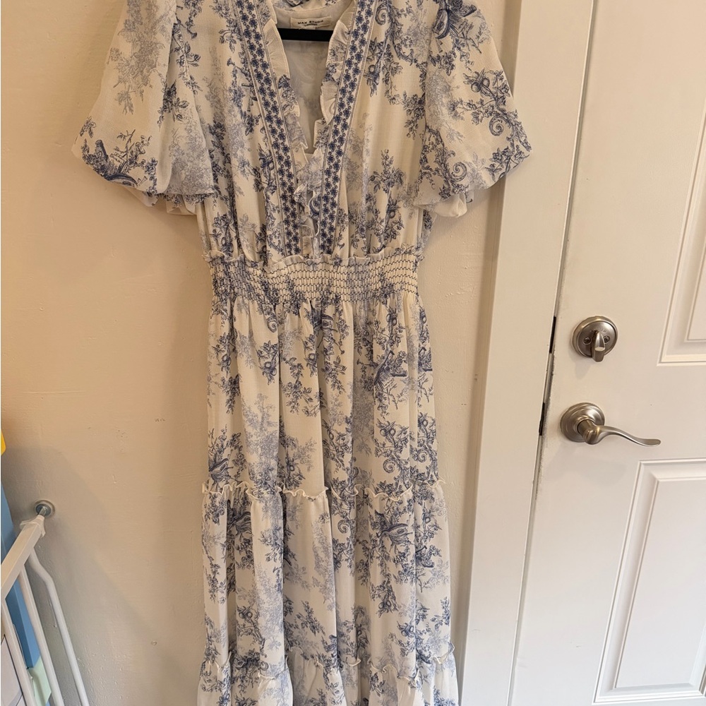 Max Studio Blue and White Maxi Dress